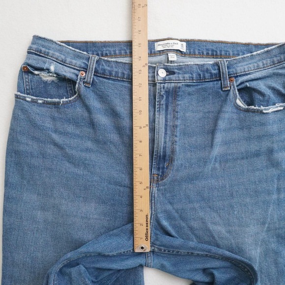 Abercrombie & Fitch Jeans Ankle Straight Ultra High Rise Distressed 35 / 20 Long - Picture 7 of 10